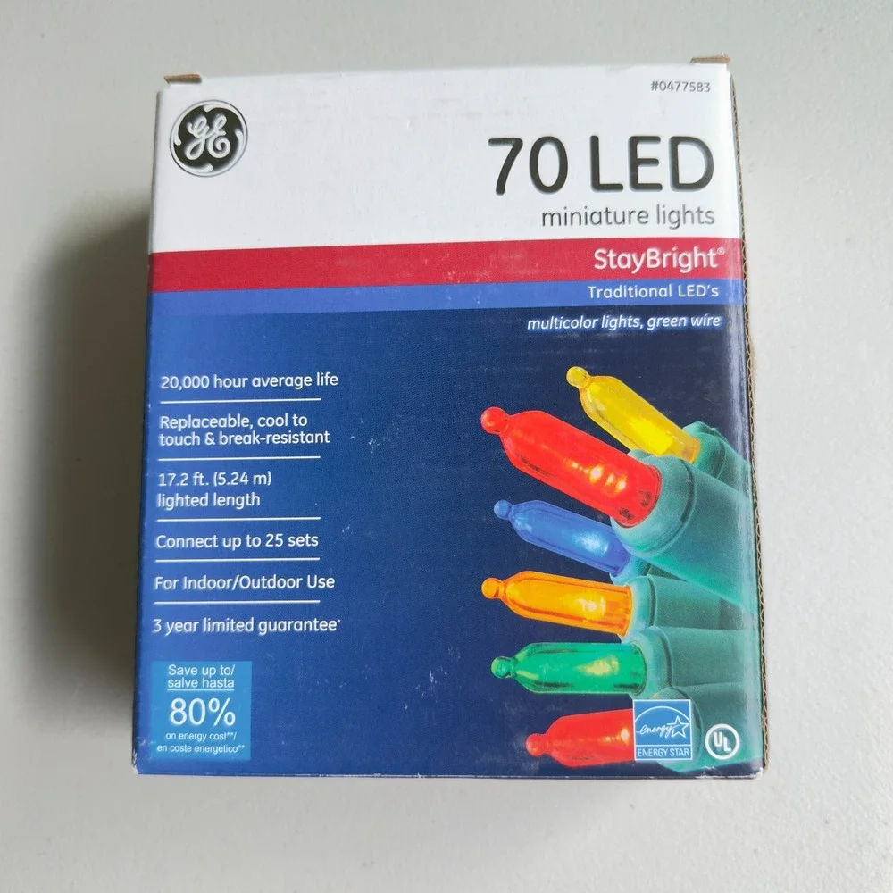 GE StayBright 70 LED Miniature Multicolor Lights Green Wire Save Up To 80%